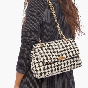 NWOT - JUSTFAB Purse Black + White Tweeded | Shoulder Bag